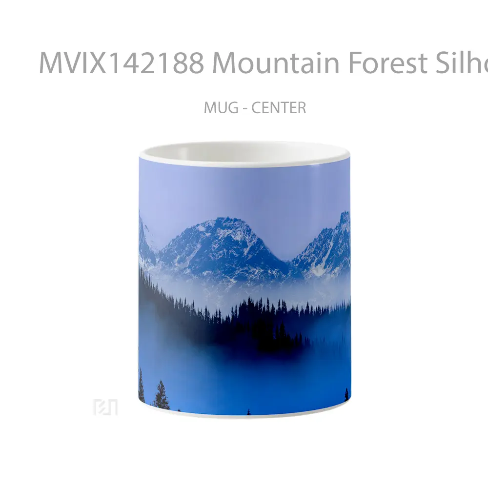 Mug Mountain Forest Silhouette Scenery Digital Art Gelas Pemandangan Alam