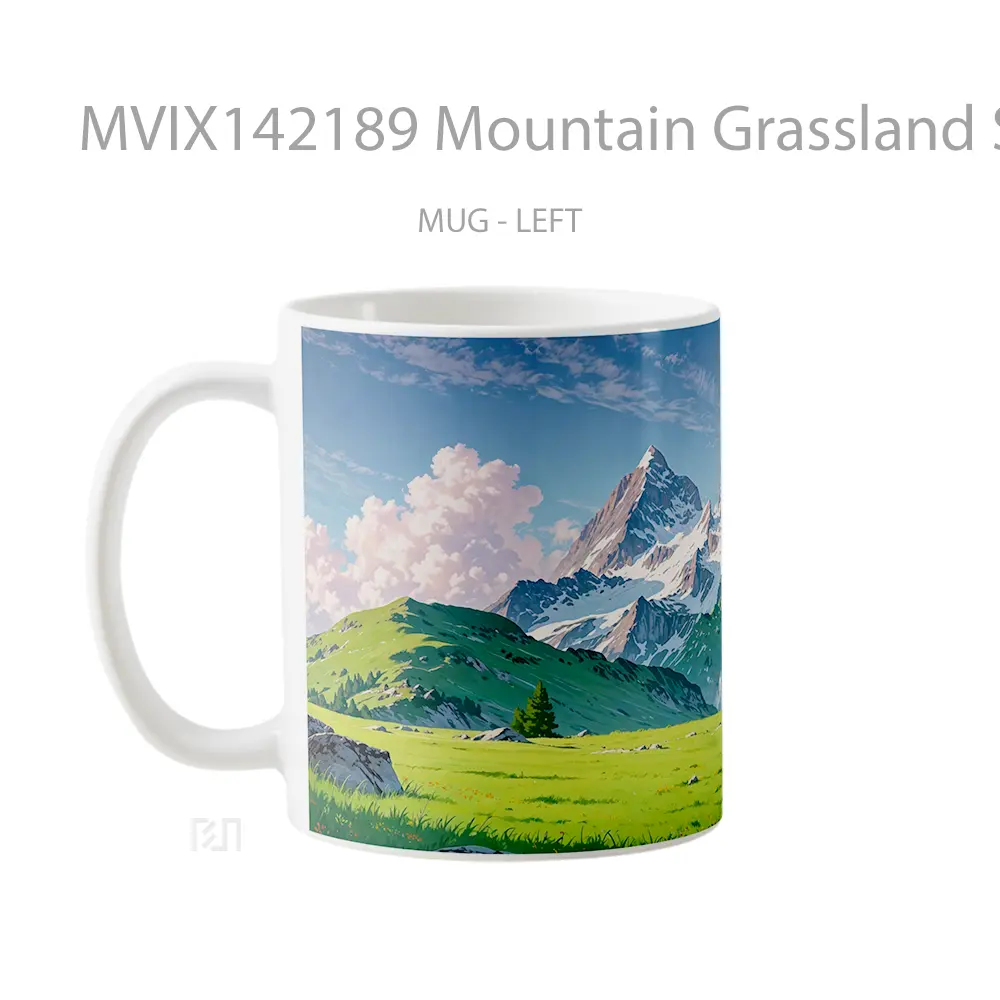 Mug Mountain Grassland Scenery Gelas Pemandangan Alam - All-side / Desain