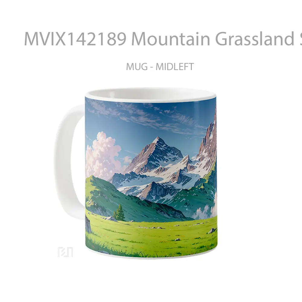 Mug Mountain Grassland Scenery Gelas Pemandangan Alam - All-side / Desain