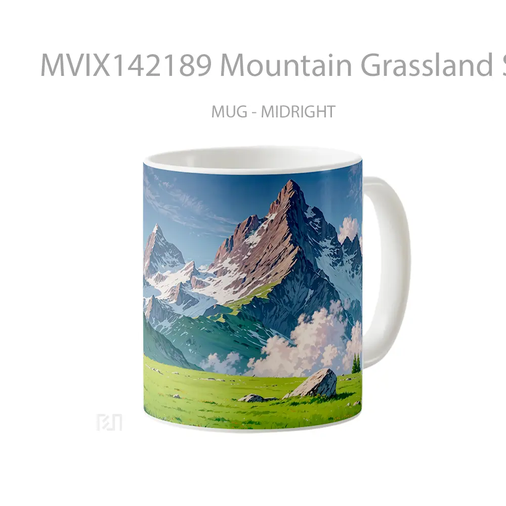 Mug Mountain Grassland Scenery Gelas Pemandangan Alam - All-side / Desain