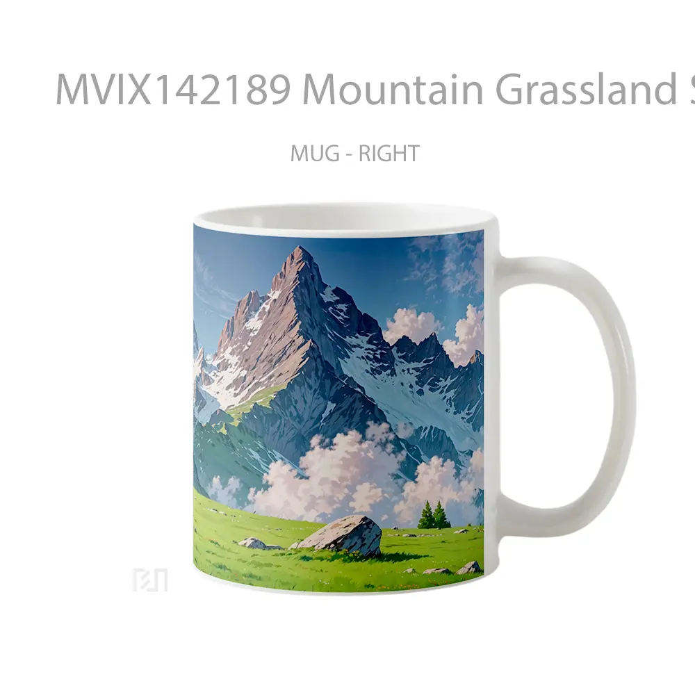 Mug Mountain Grassland Scenery Gelas Pemandangan Alam - All-side / Desain