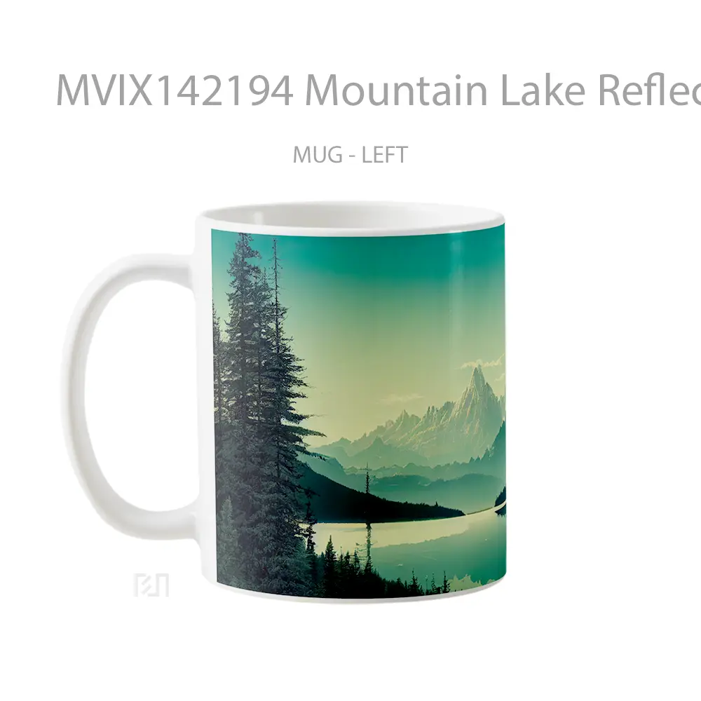 Mug Mountain Lake Reflection Nature Scenery Gelas Pemandangan Alam - All-side / Desain
