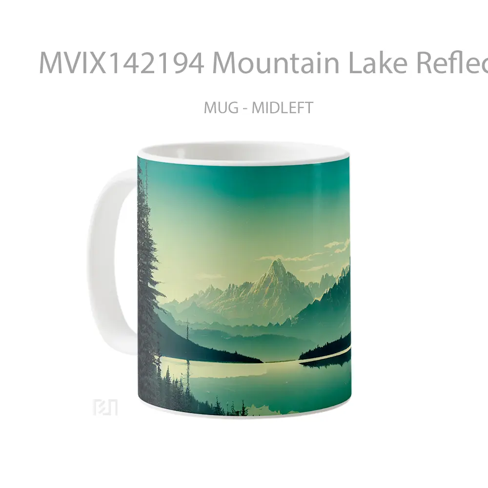 Mug Mountain Lake Reflection Nature Scenery Gelas Pemandangan Alam - All-side / Desain