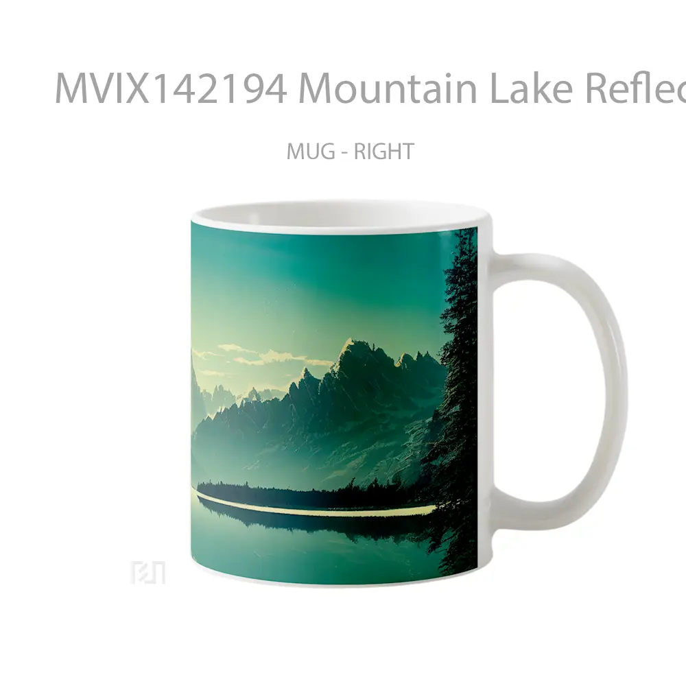 Mug Mountain Lake Reflection Nature Scenery Gelas Pemandangan Alam - All-side / Desain