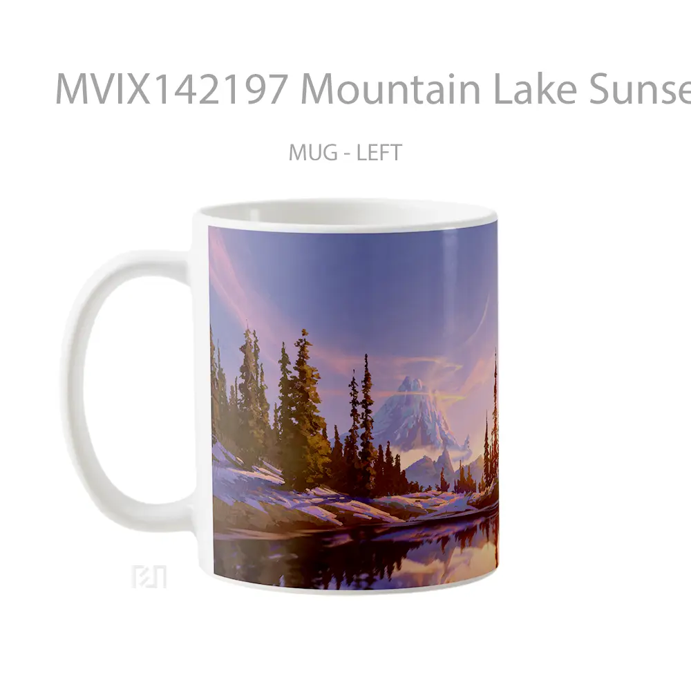Mug Mountain Lake Sunset Scenery Digital Art Gelas Pemandangan Alam - All-side / Desain