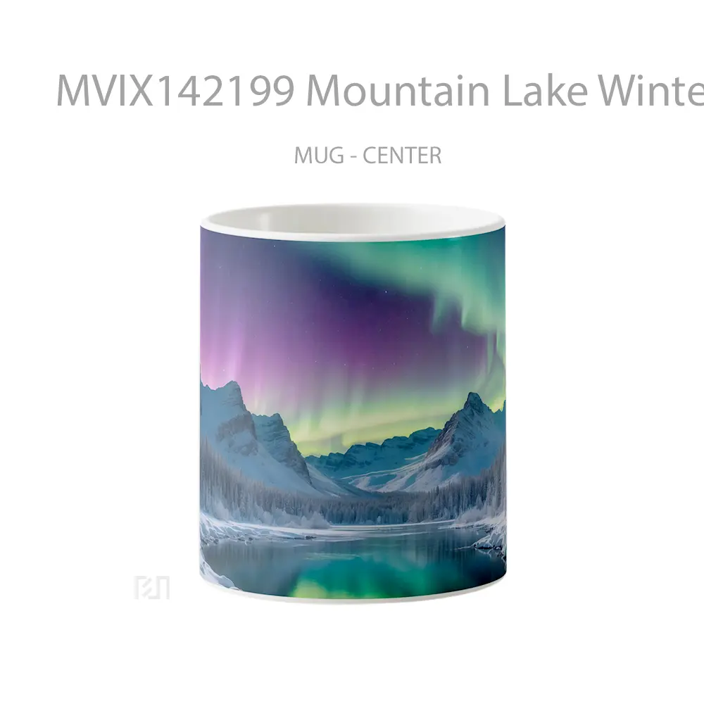 Mug Mountain Lake Winter Northern Lights Gelas Pemandangan Alam