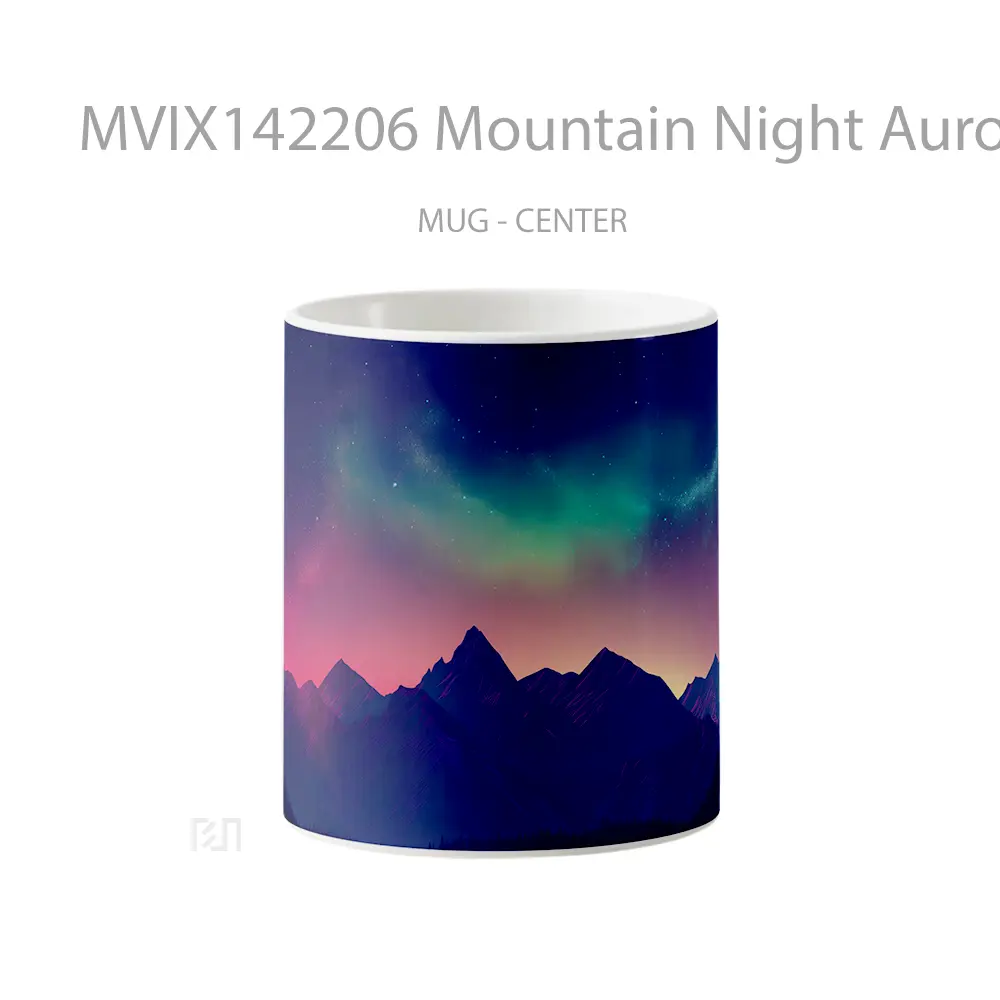Mug Mountain Night Aurora Borealis Digital Scenery Art Gelas Pemandangan Alam