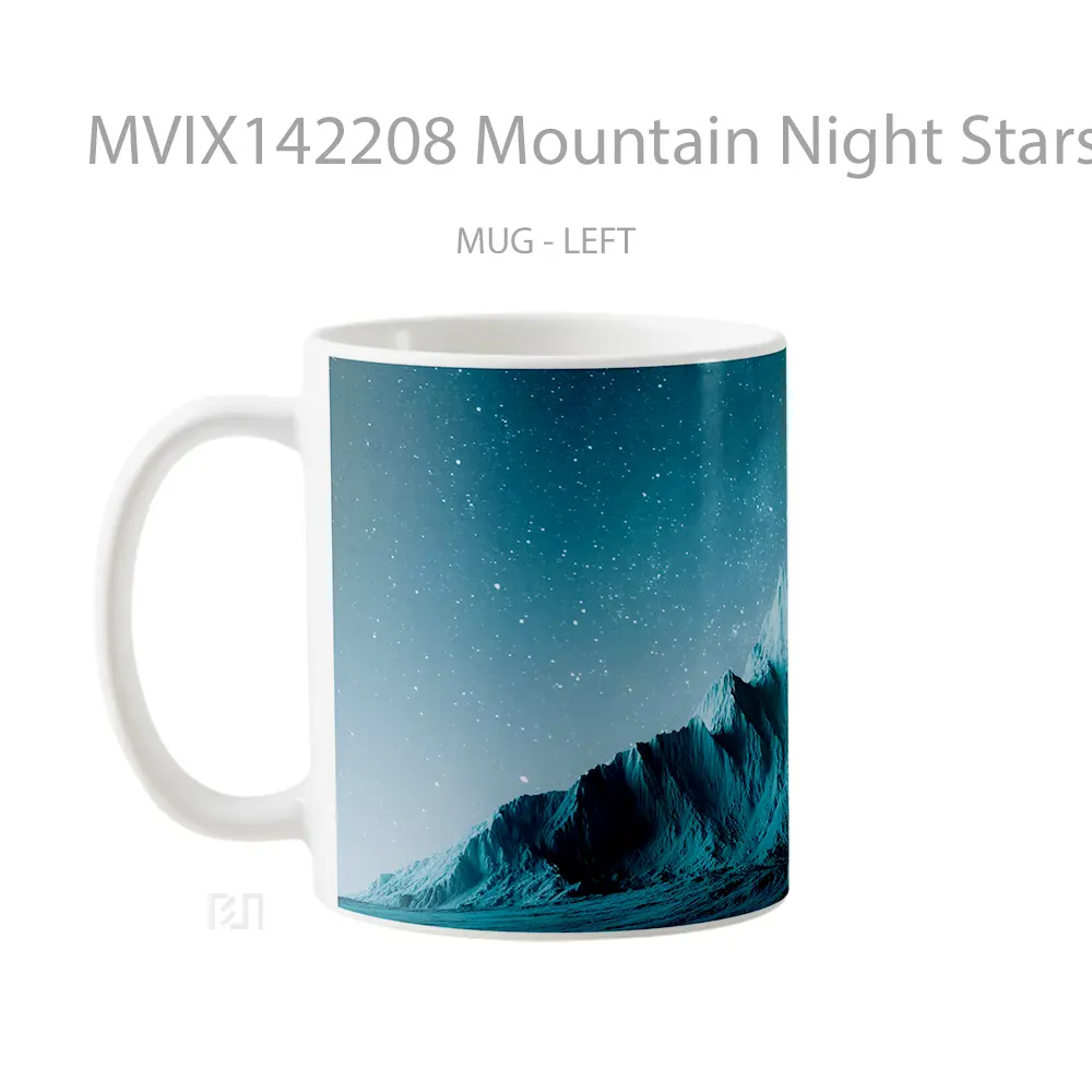 Mug Mountain Night Stars Scenery Digital Art Gelas Pemandangan Alam - All-side / Desain