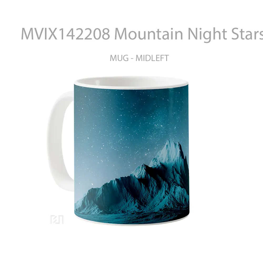 Mug Mountain Night Stars Scenery Digital Art Gelas Pemandangan Alam - All-side / Desain