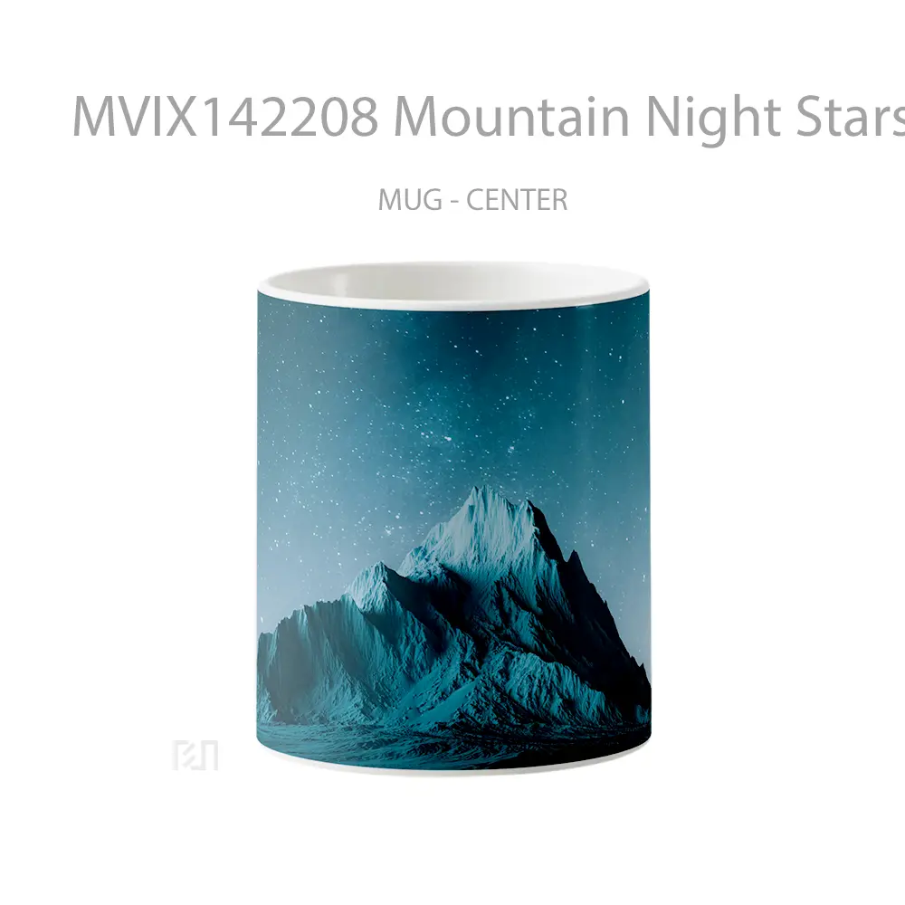 Mug Mountain Night Stars Scenery Digital Art Gelas Pemandangan Alam