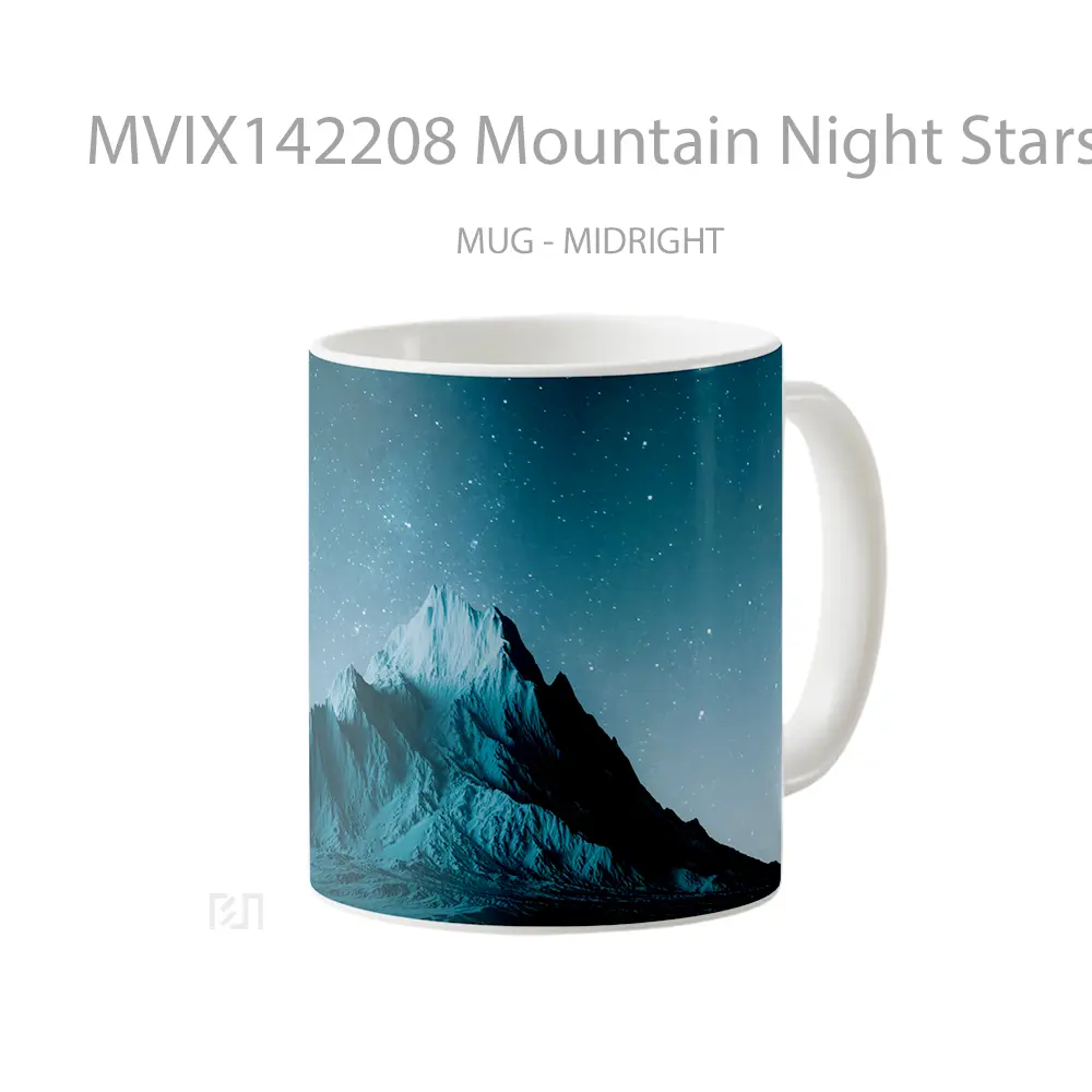 Mug Mountain Night Stars Scenery Digital Art Gelas Pemandangan Alam - All-side / Desain
