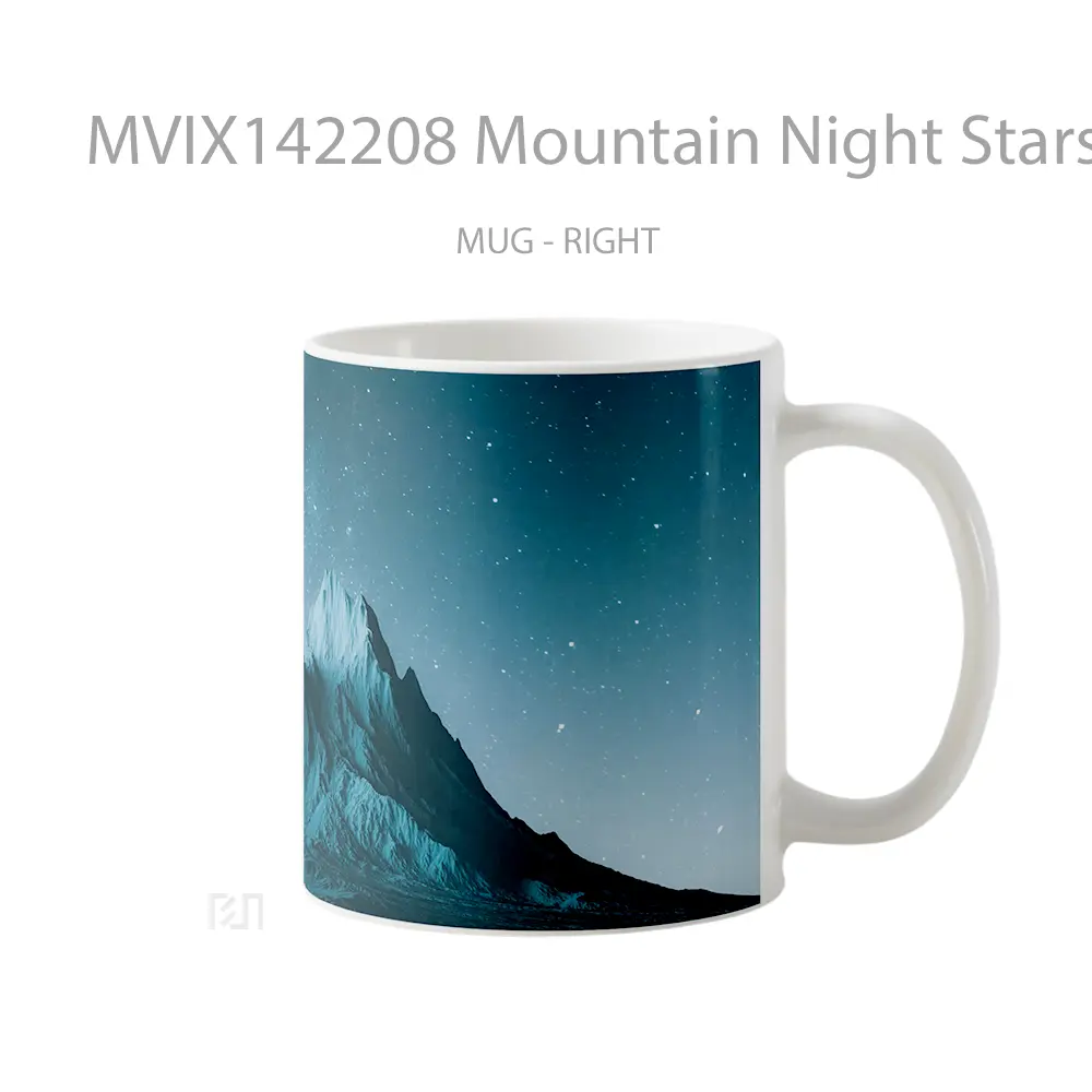 Mug Mountain Night Stars Scenery Digital Art Gelas Pemandangan Alam - All-side / Desain