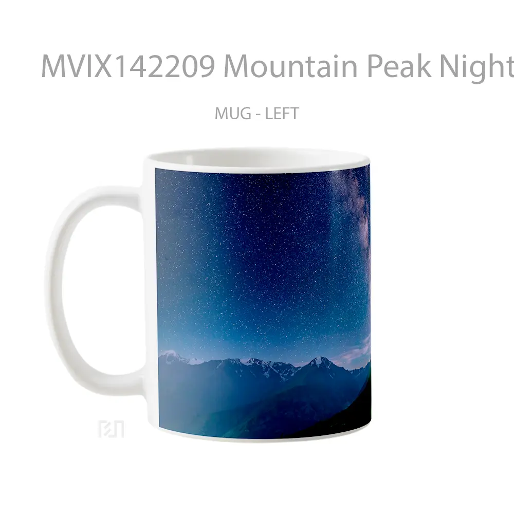 Mug Mountain Peak Night Sky Stars Scenery Gelas Pemandangan Alam - All-side / Desain