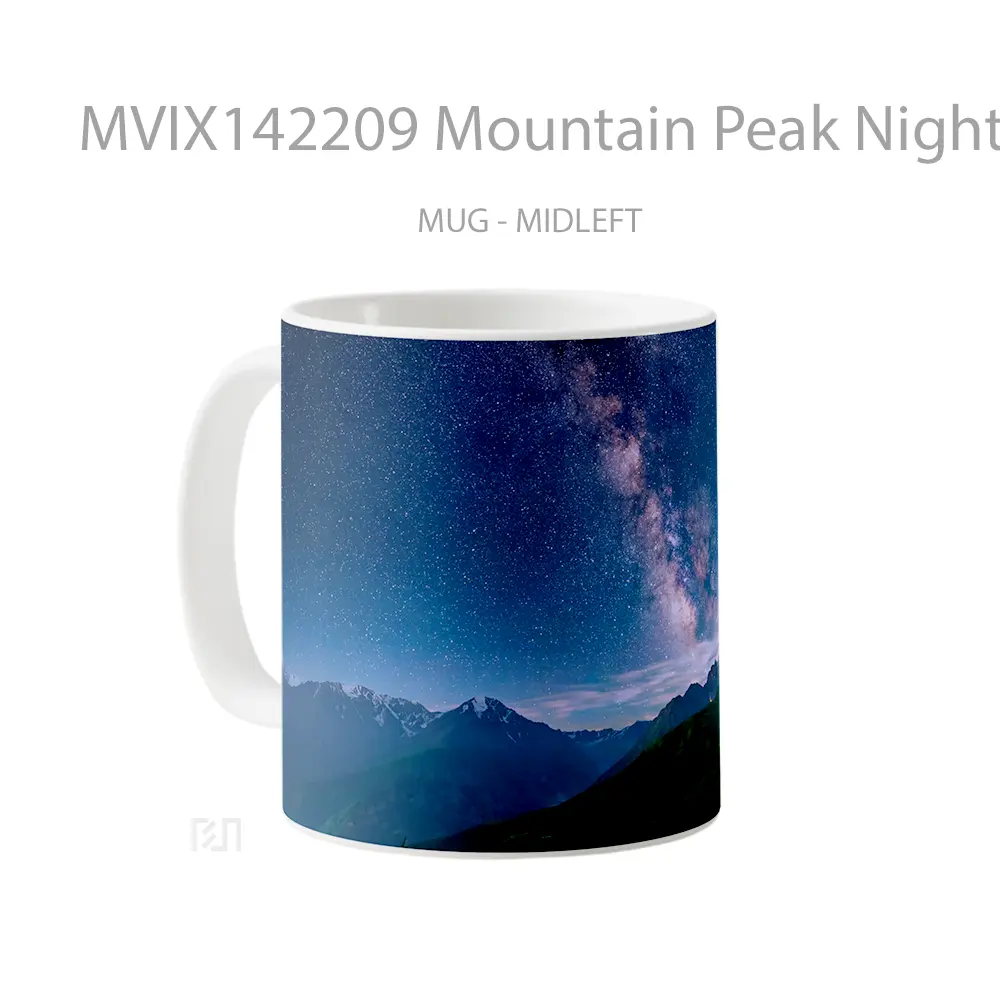 Mug Mountain Peak Night Sky Stars Scenery Gelas Pemandangan Alam - All-side / Desain