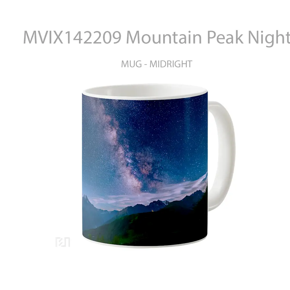 Mug Mountain Peak Night Sky Stars Scenery Gelas Pemandangan Alam - All-side / Desain
