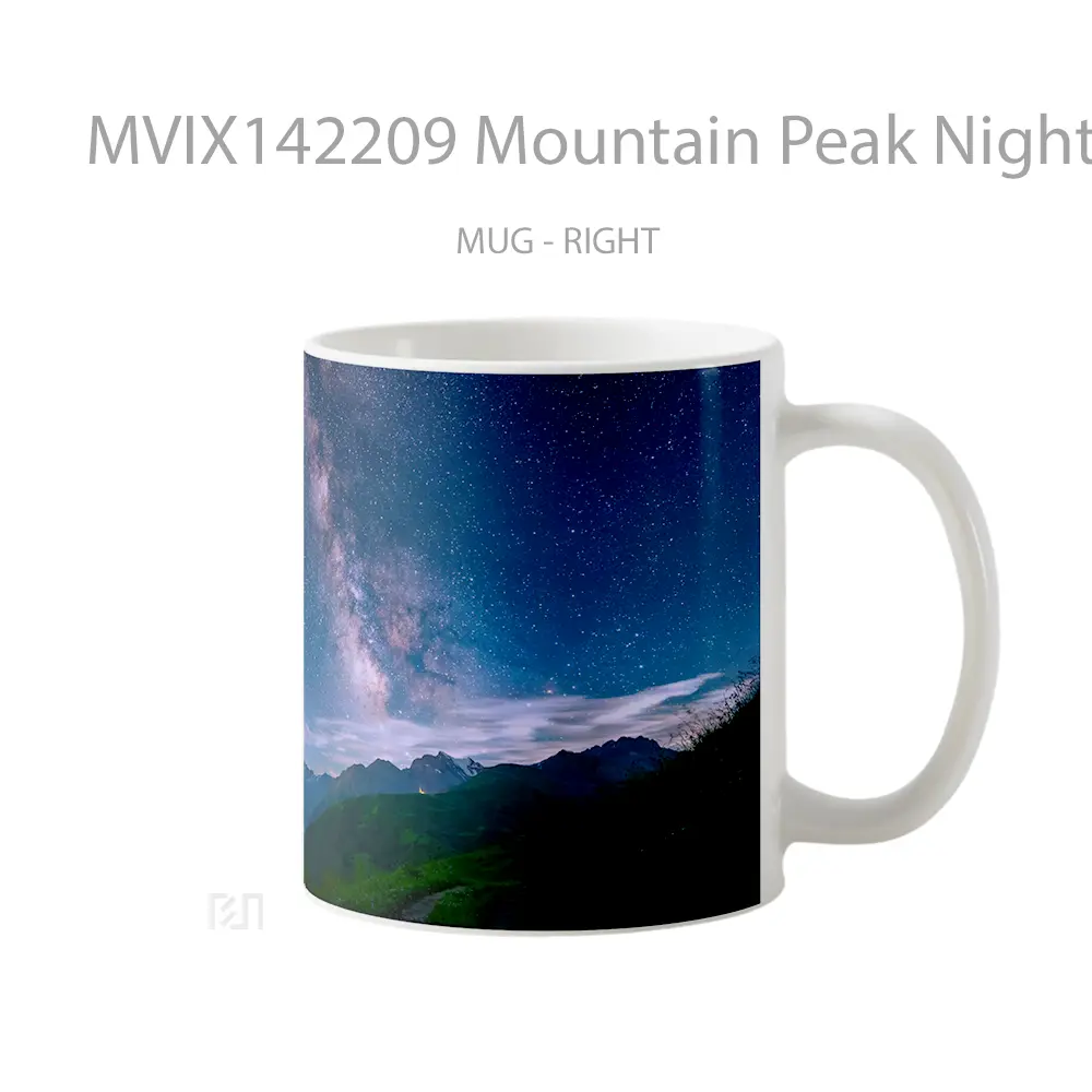 Mug Mountain Peak Night Sky Stars Scenery Gelas Pemandangan Alam - All-side / Desain