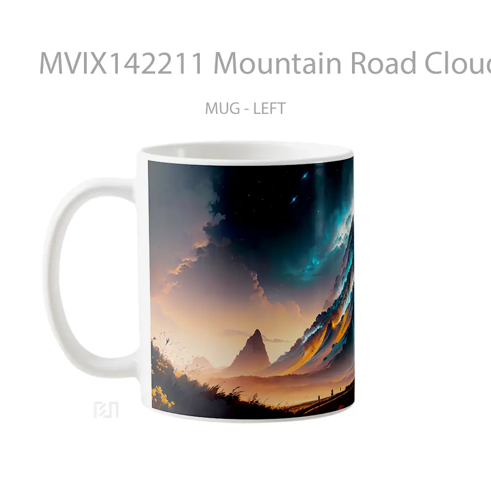 Mug Mountain Road Clouds Scenery Digital A Gelas Pemandangan Alam - All-side / Desain