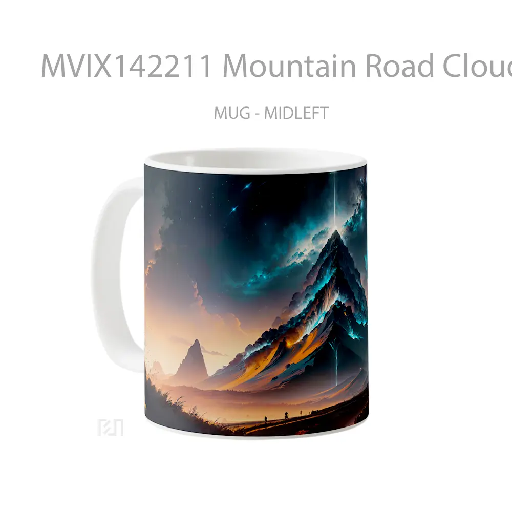 Mug Mountain Road Clouds Scenery Digital A Gelas Pemandangan Alam - All-side / Desain