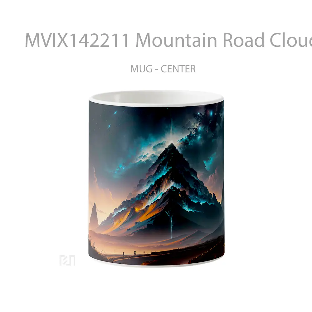 Mug Mountain Road Clouds Scenery Digital A Gelas Pemandangan Alam