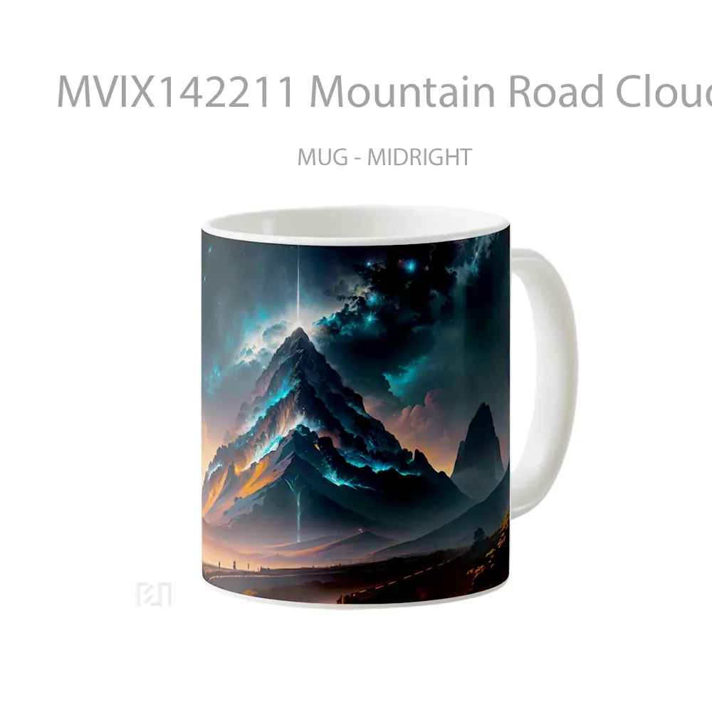 Mug Mountain Road Clouds Scenery Digital A Gelas Pemandangan Alam - All-side / Desain