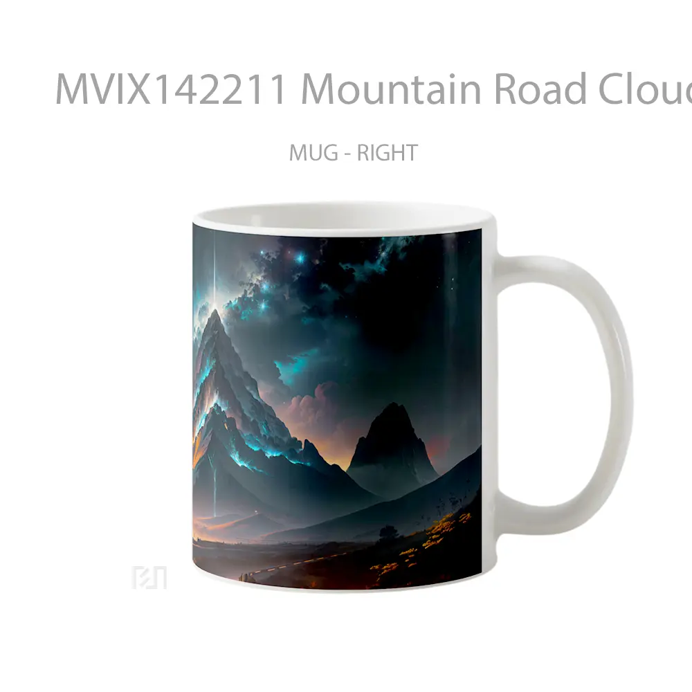 Mug Mountain Road Clouds Scenery Digital A Gelas Pemandangan Alam - All-side / Desain