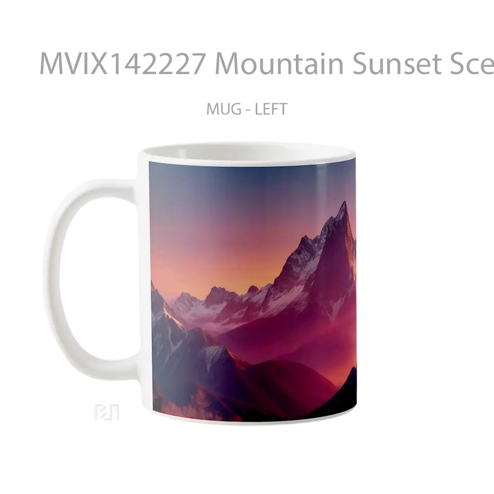 Mug Mountain Sunset Scenery Gelas Pemandangan Alam - All-side / Desain