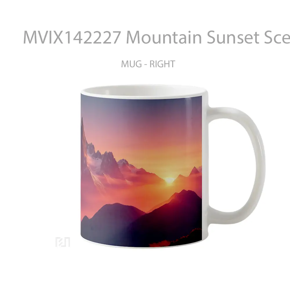 Mug Mountain Sunset Scenery Gelas Pemandangan Alam - All-side / Desain