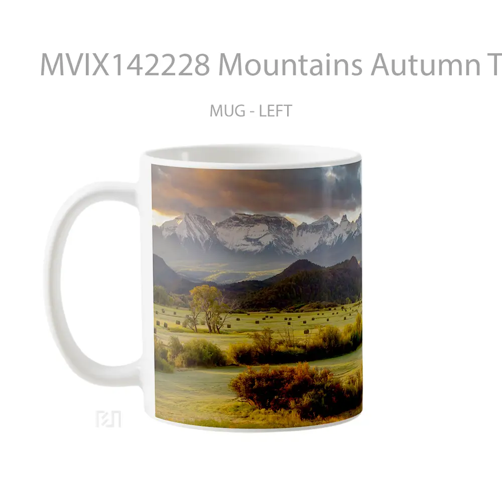 Mug Mountains Autumn Trees Sky Scenery Gelas Pemandangan Alam - All-side / Desain