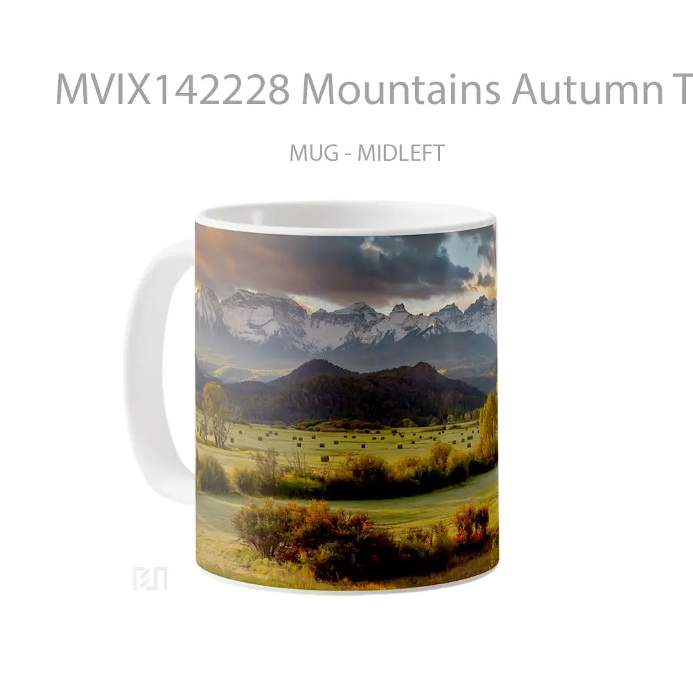 Mug Mountains Autumn Trees Sky Scenery Gelas Pemandangan Alam - All-side / Desain