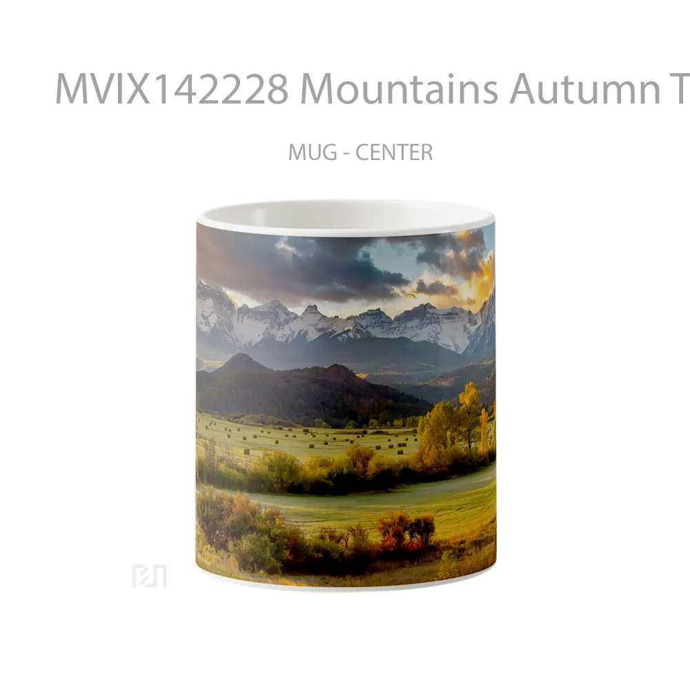 Mug Mountains Autumn Trees Sky Scenery Gelas Pemandangan Alam