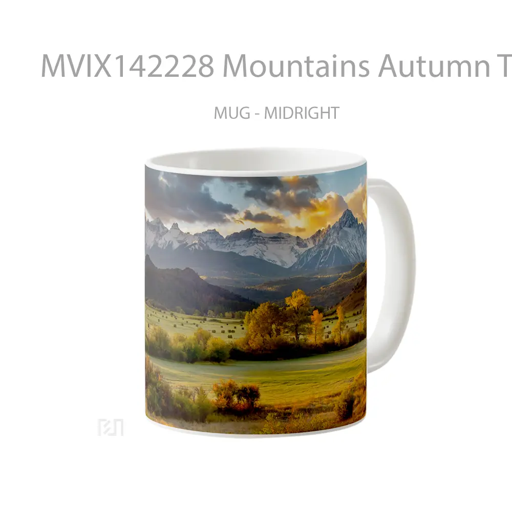 Mug Mountains Autumn Trees Sky Scenery Gelas Pemandangan Alam - All-side / Desain