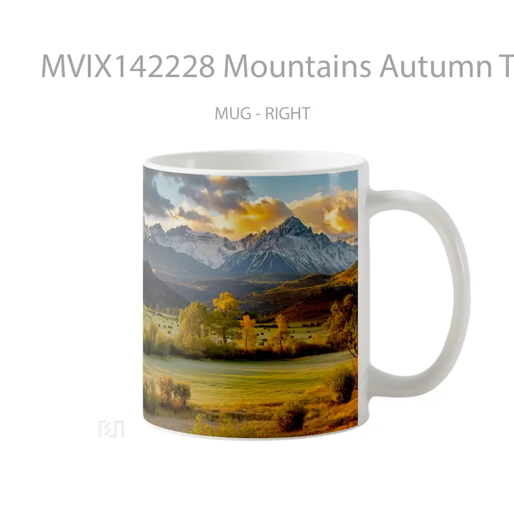 Mug Mountains Autumn Trees Sky Scenery Gelas Pemandangan Alam - All-side / Desain