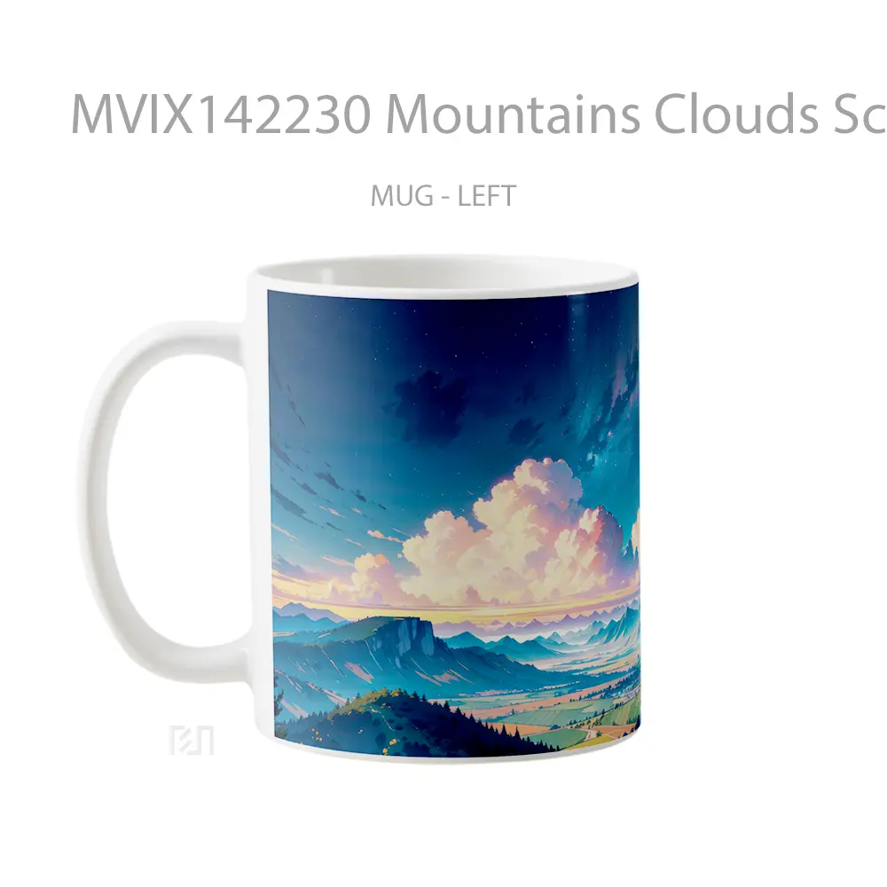 Mug Mountains Clouds Scenery Gelas Pemandangan Alam - All-side / Desain