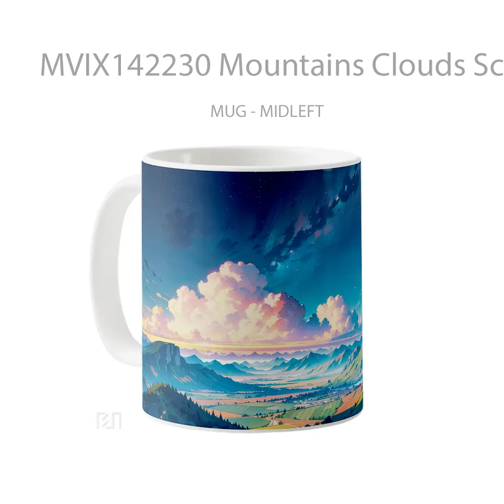 Mug Mountains Clouds Scenery Gelas Pemandangan Alam - All-side / Desain