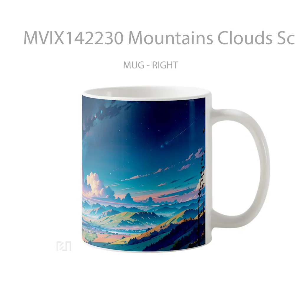 Mug Mountains Clouds Scenery Gelas Pemandangan Alam - All-side / Desain