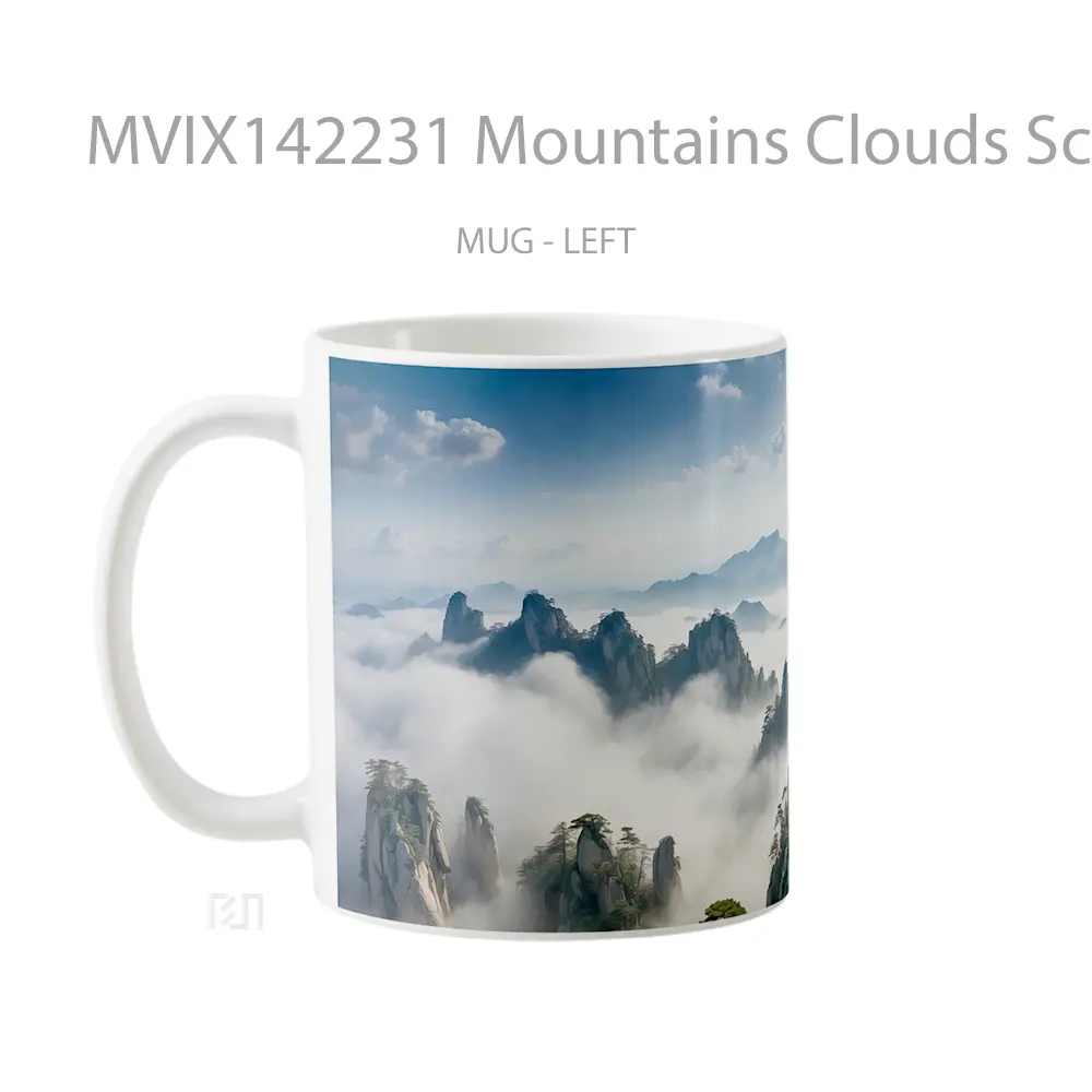 Mug Mountains Clouds Scenery Gelas Pemandangan Alam - All-side / Desain