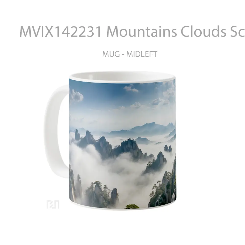 Mug Mountains Clouds Scenery Gelas Pemandangan Alam - All-side / Desain