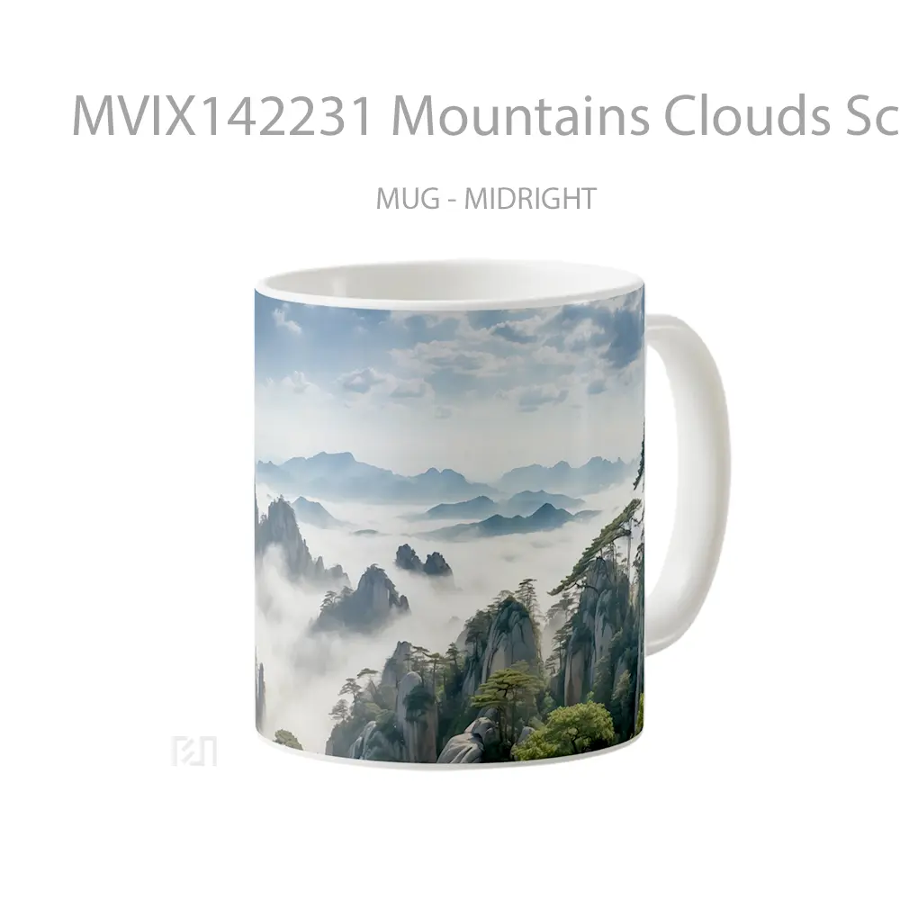 Mug Mountains Clouds Scenery Gelas Pemandangan Alam - All-side / Desain