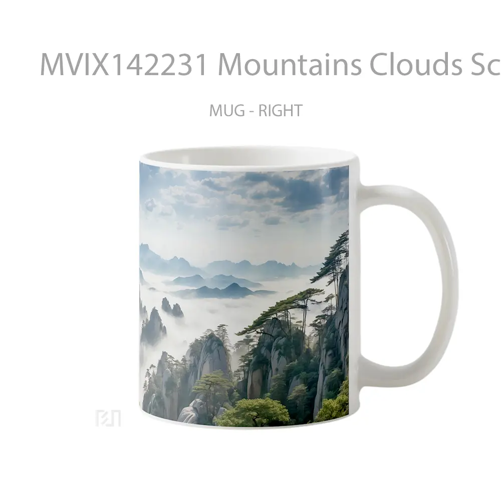 Mug Mountains Clouds Scenery Gelas Pemandangan Alam - All-side / Desain