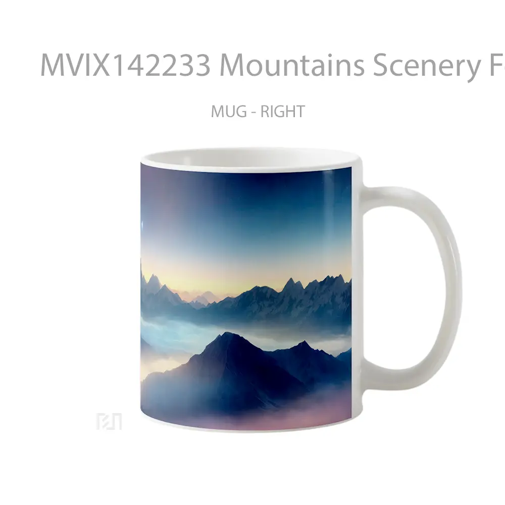Mug Mountains Scenery Fog Mist Ai Gelas Pemandangan Alam - All-side / Desain