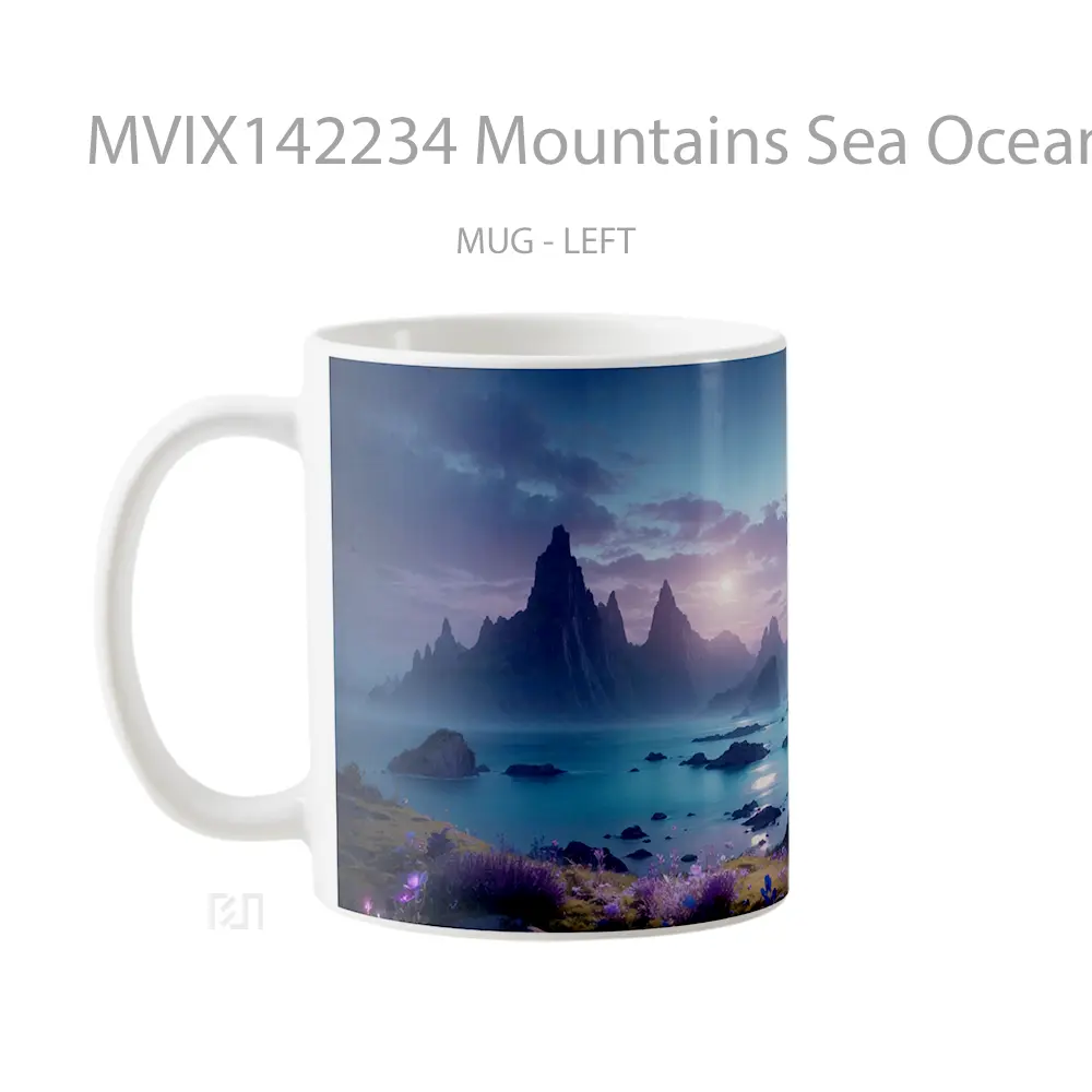Mug Mountains Sea Ocean Flowers Scenery Gelas Pemandangan Alam - All-side / Desain