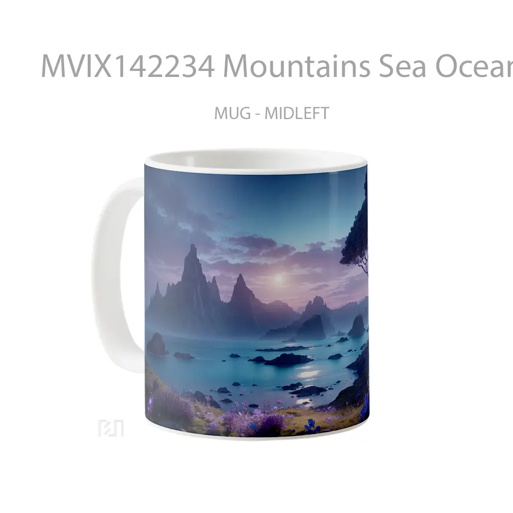Mug Mountains Sea Ocean Flowers Scenery Gelas Pemandangan Alam - All-side / Desain