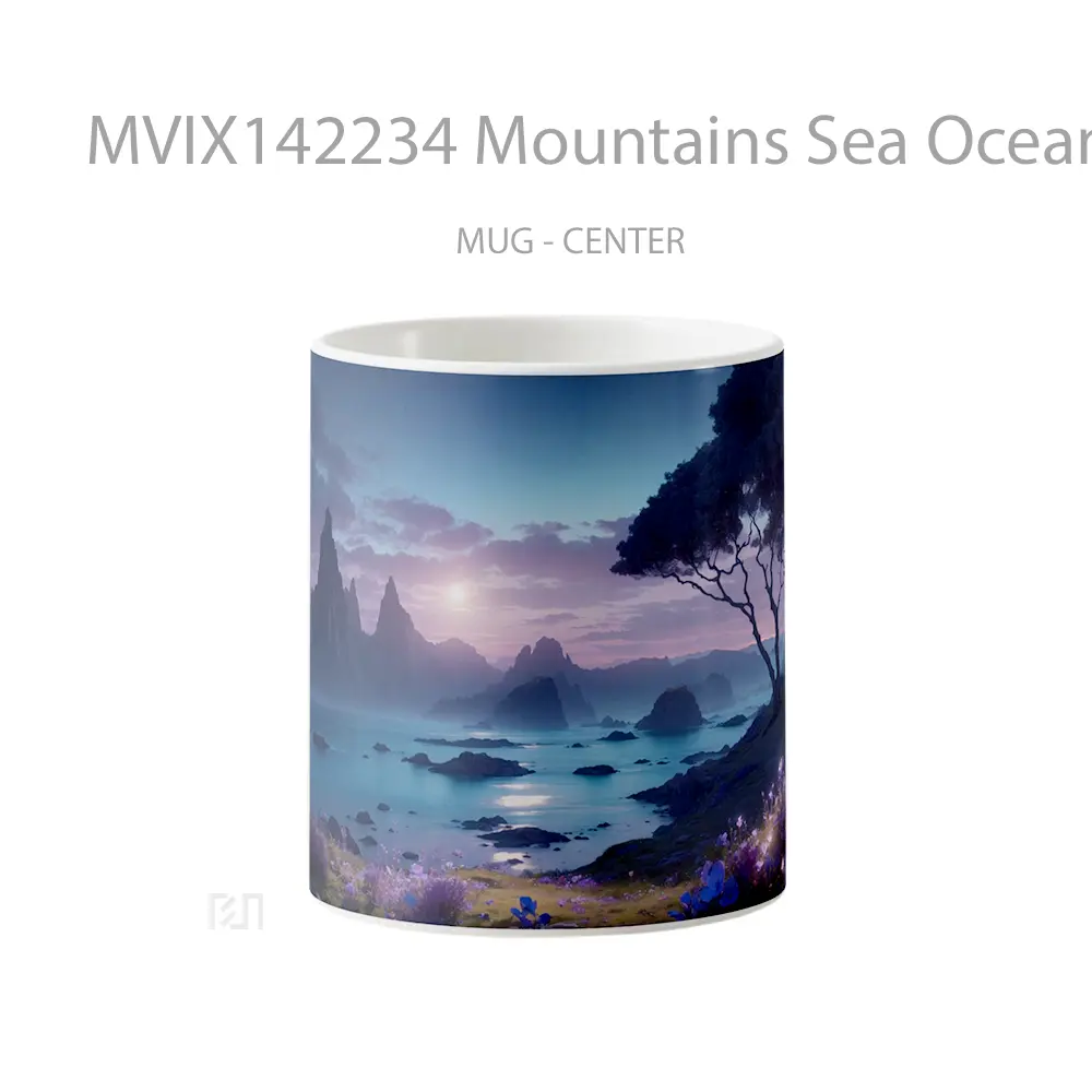 Mug Mountains Sea Ocean Flowers Scenery Gelas Pemandangan Alam