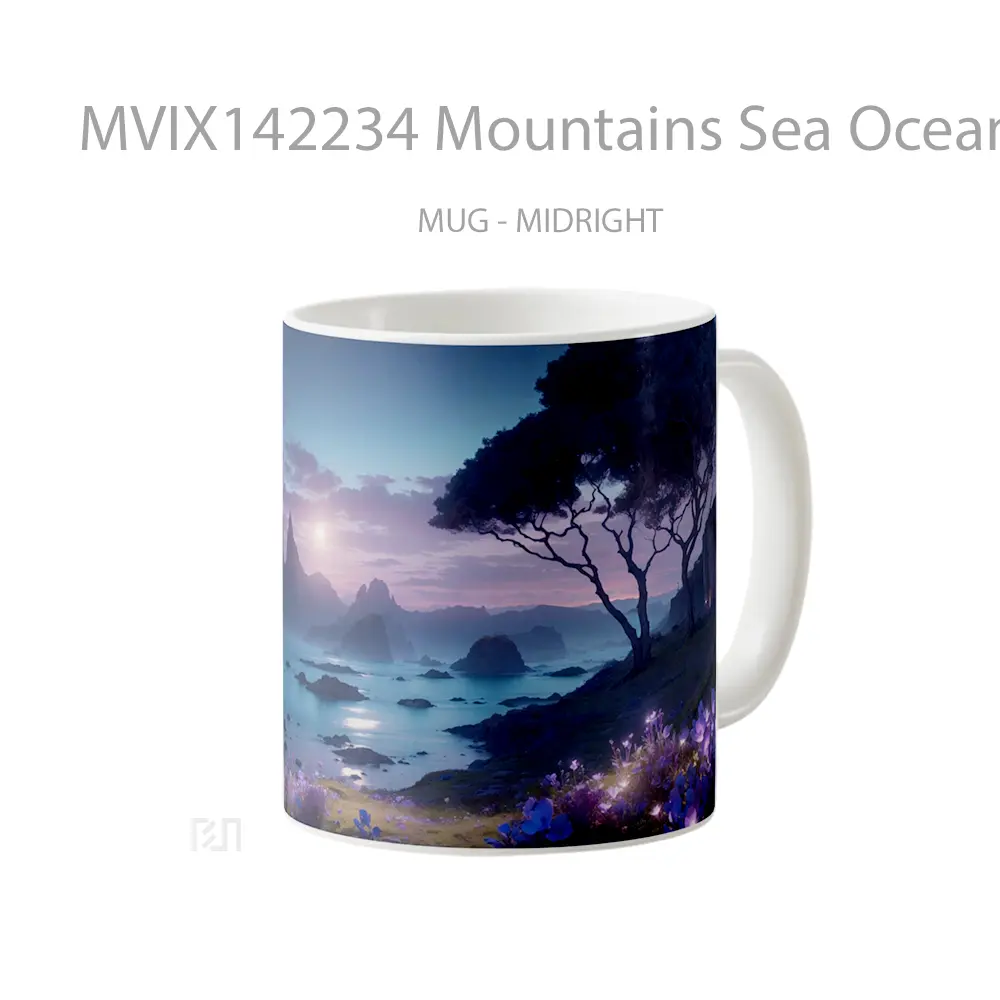 Mug Mountains Sea Ocean Flowers Scenery Gelas Pemandangan Alam - All-side / Desain
