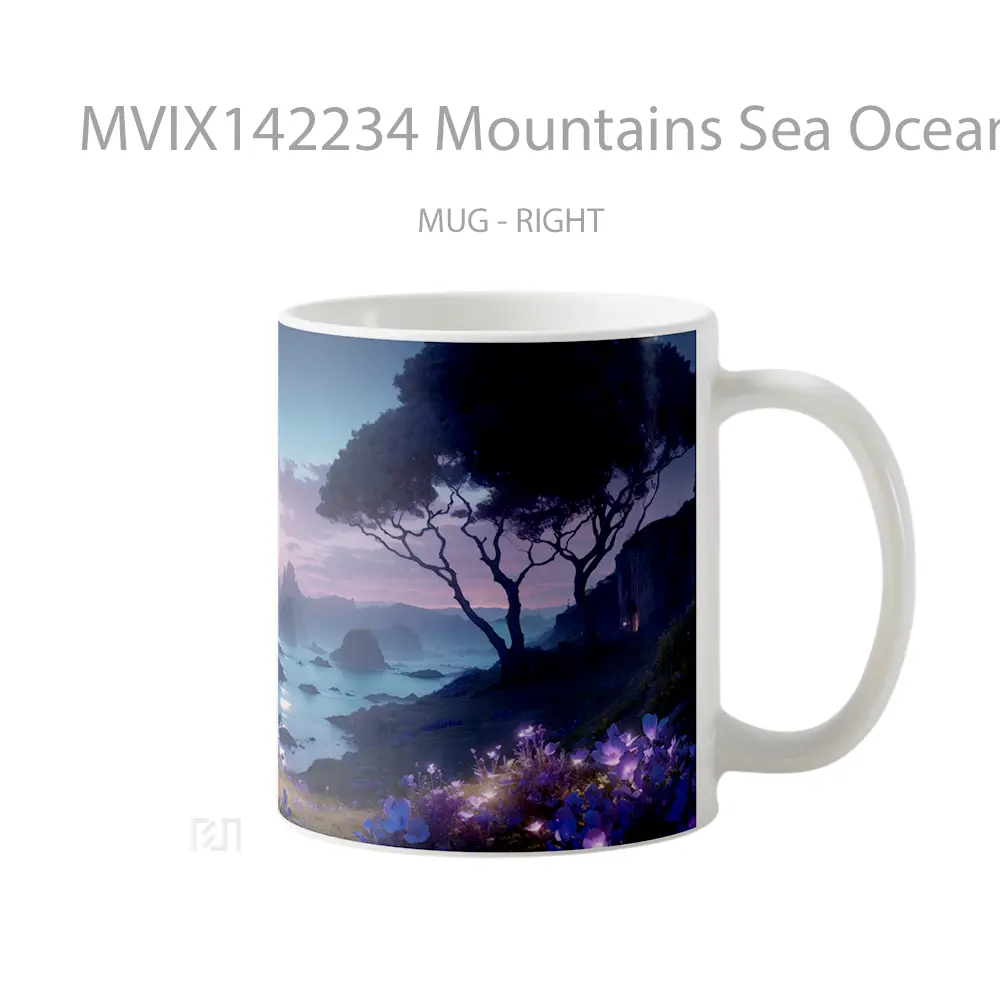 Mug Mountains Sea Ocean Flowers Scenery Gelas Pemandangan Alam - All-side / Desain