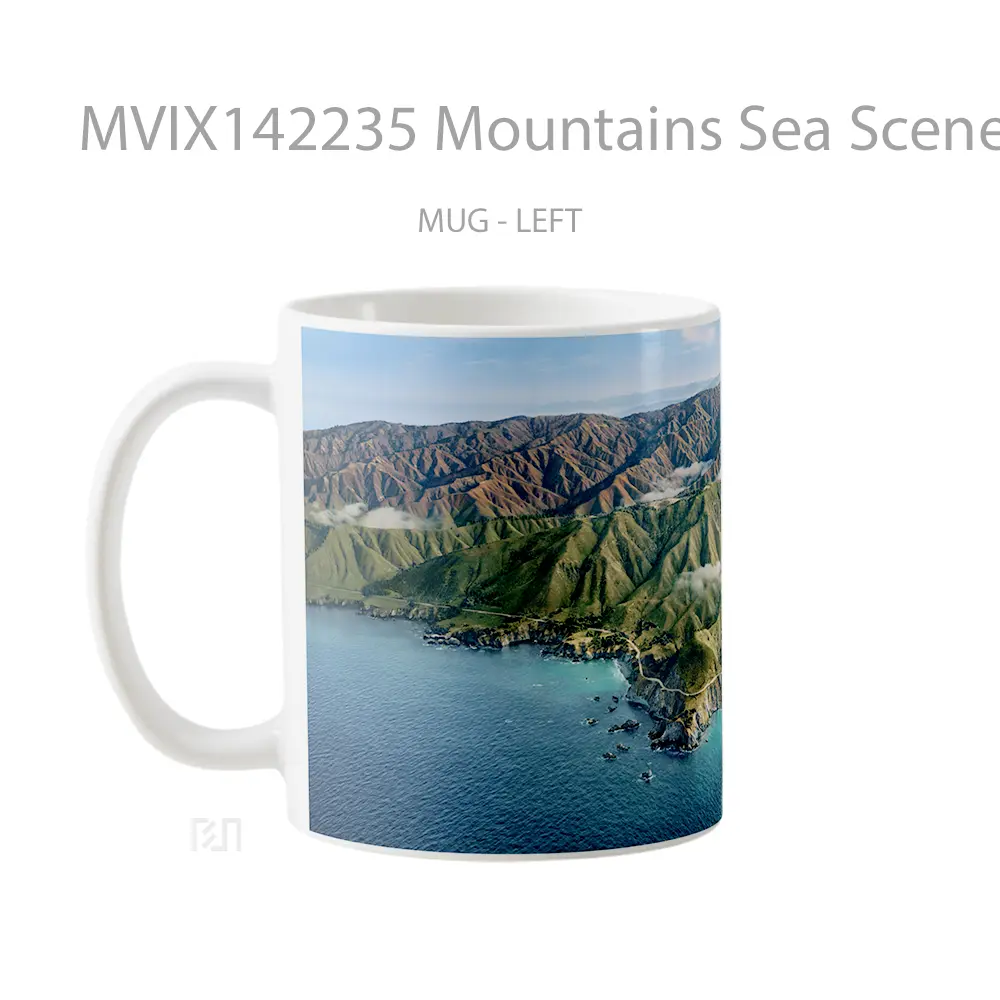 Mug Mountains Sea Scenery Macos Background Gelas Pemandangan Alam - All-side / Desain
