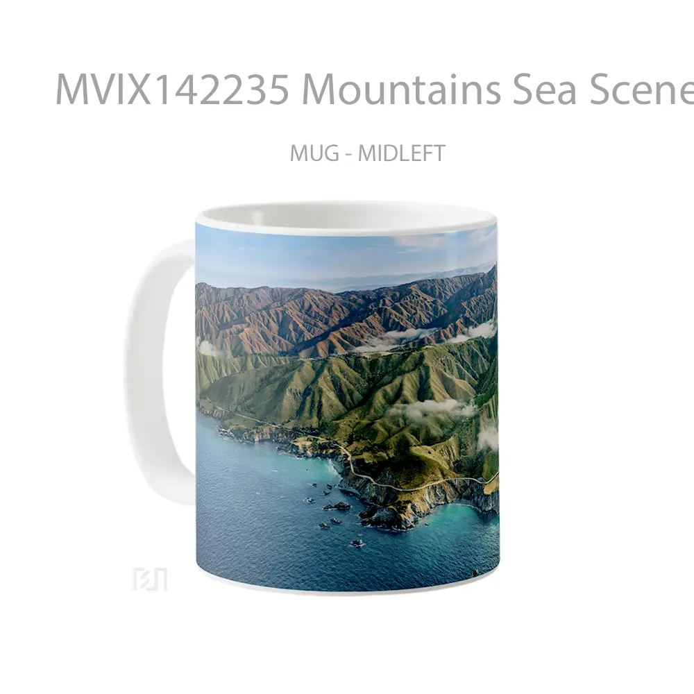 Mug Mountains Sea Scenery Macos Background Gelas Pemandangan Alam - All-side / Desain