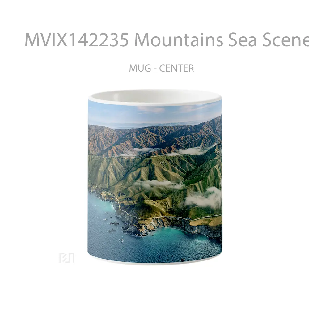 Mug Mountains Sea Scenery Macos Background Gelas Pemandangan Alam