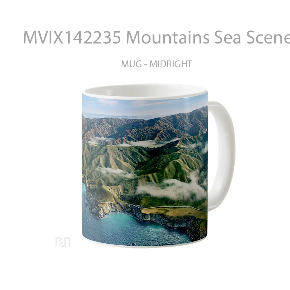 Mug Mountains Sea Scenery Macos Background Gelas Pemandangan Alam - All-side / Desain