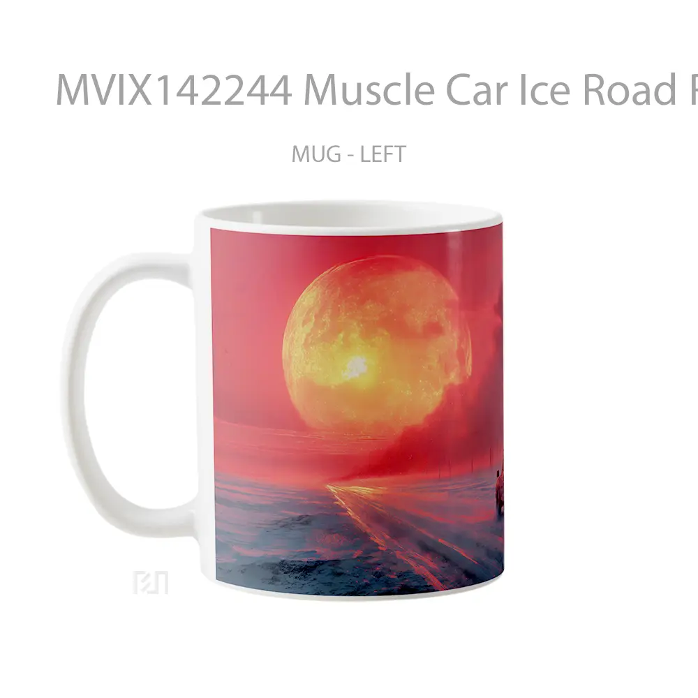 Mug Muscle Car Ice Road Red Moon Digital Ar Gelas Keramik Unik - All-side / Desain
